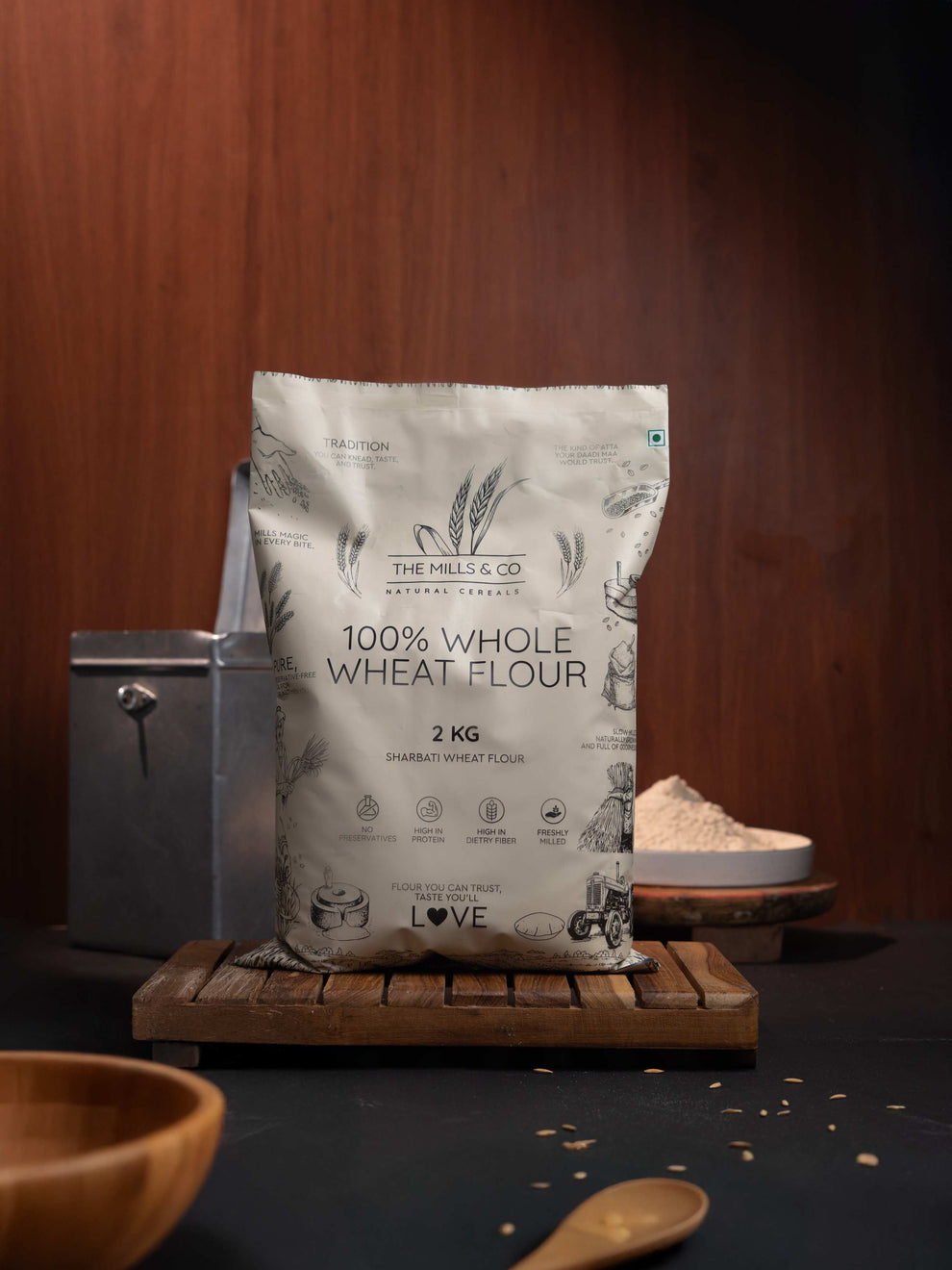 100% Whole Wheat Flour (Sharbati) - 2kg